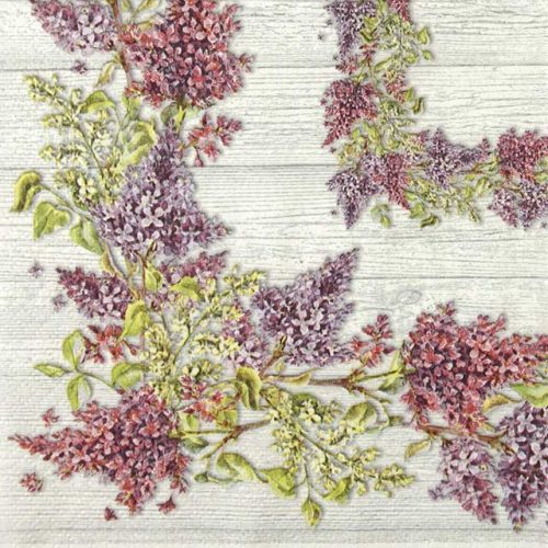 Paper Napkin Lila Floreciente Lilac Flowers Border