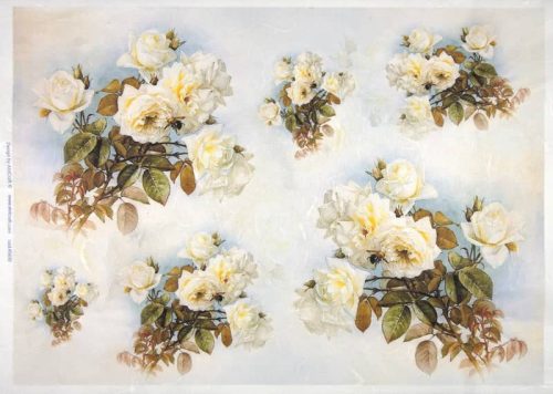 Rice Paper - White Roses 32x45cm