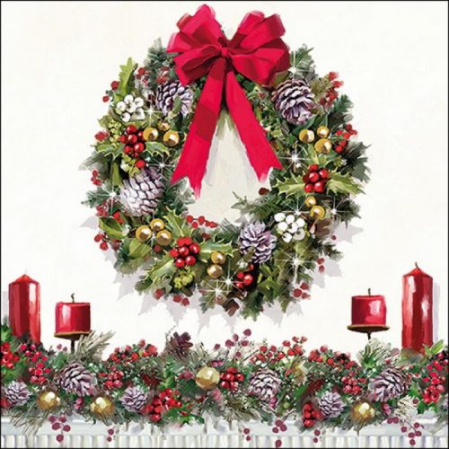 Paper Napkin - Bow On Wreath