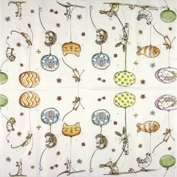 Paper Napkin - Anita Jeram: Animals with Balloon