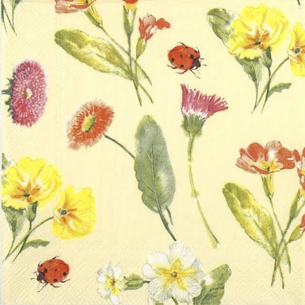 Paper Napkin red yellow summer flowers