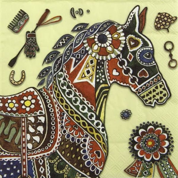 Paper Napkin decorated horse light green