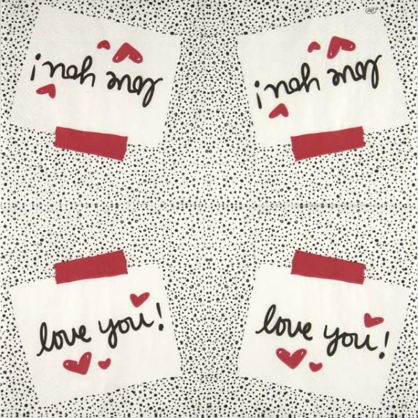 Paper Napkin Love Note love you text