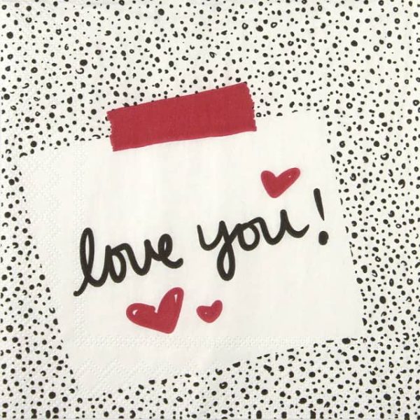 Paper Napkin Love Note love you text