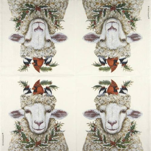 Paper Napkin Christmas sheep and birds