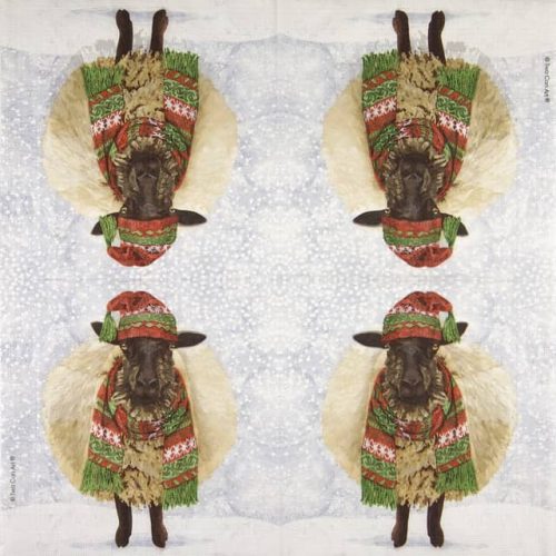 Paper Napkin dressed winter sheep