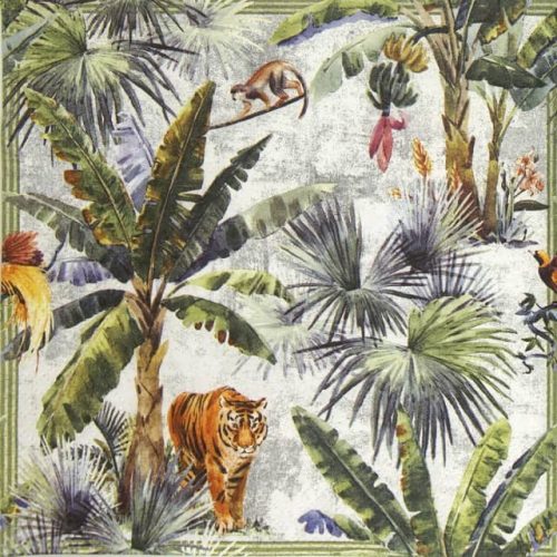 Paper Napkin animals of the jungle white background