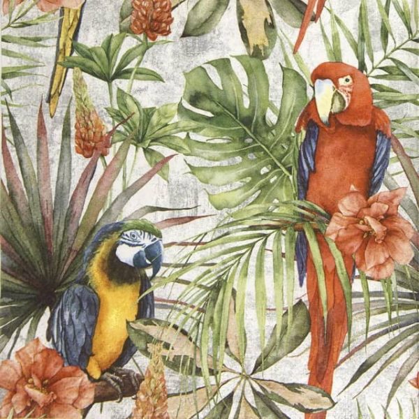 Paper Napkin parrots in the tropical rainforest