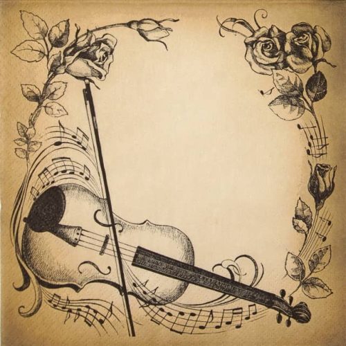 Paper Napkin Music Violinon brown