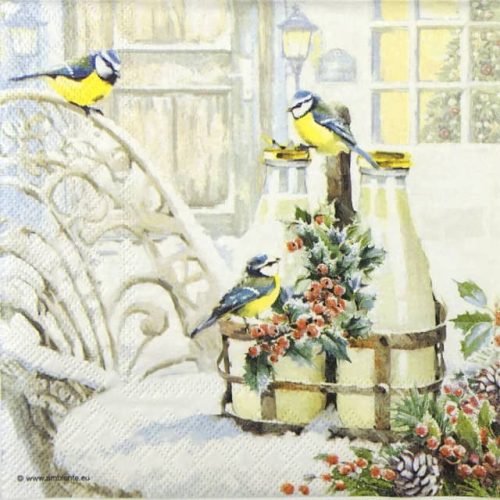 Paper Napkin - Birds In the Winter garden