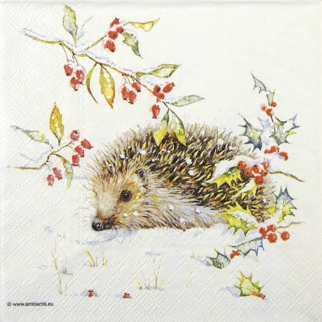 Paper Napkin Hedgehog In Winter