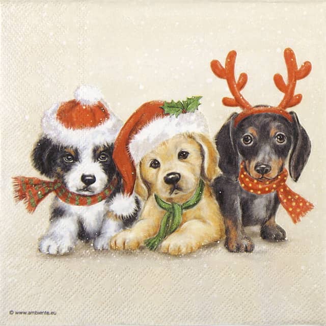 Paper Napkin Christmas Sweet Dogs