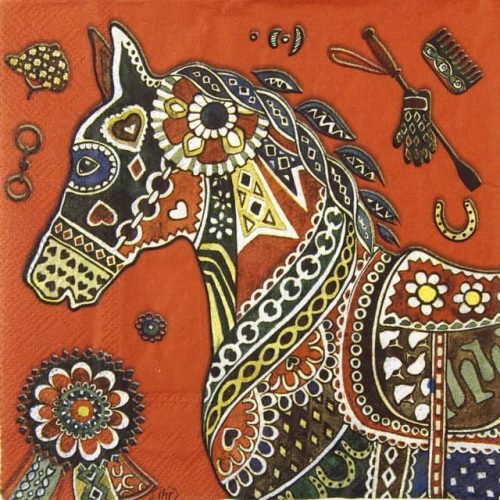 Paper Napkin decorated horse red