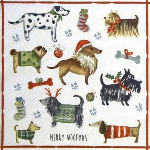 Paper Napkin Christmas dogs