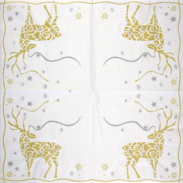 Paper Napkin Mystic Deer gold/white