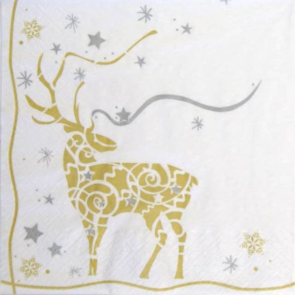 Paper Napkin Mystic Deer gold/white