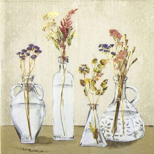 Paper Napkin Glass Vases With Flowers