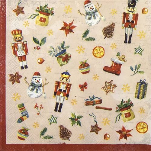 Paper Napkin Christmas Tradition Ornaments cream