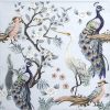 Per Napkin - Peacock and Heron in Garden on Blue