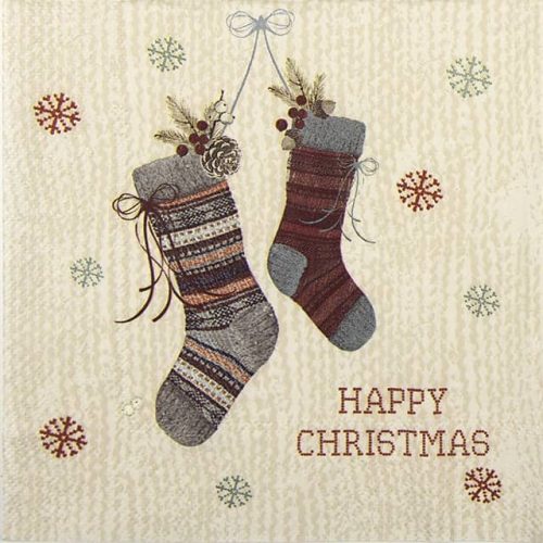 Paper Napkin Christmas Stockings cream