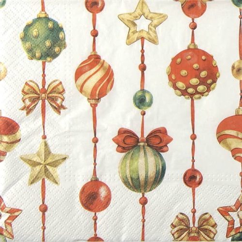 Paper Napkin - Green-red Christmas Ornaments