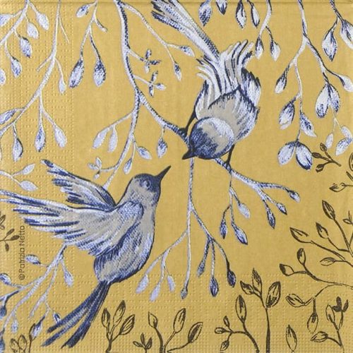 Paper Napkin birds on gold background