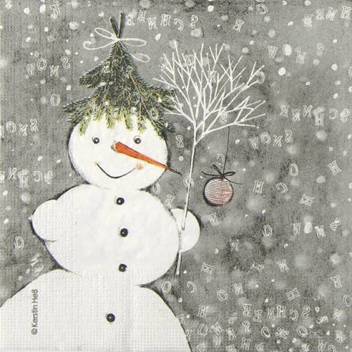 Paper Napkin Snowman on a gery background