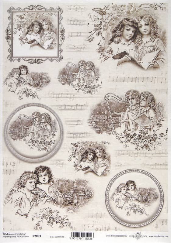 Rice Paper Decoupage Music angels