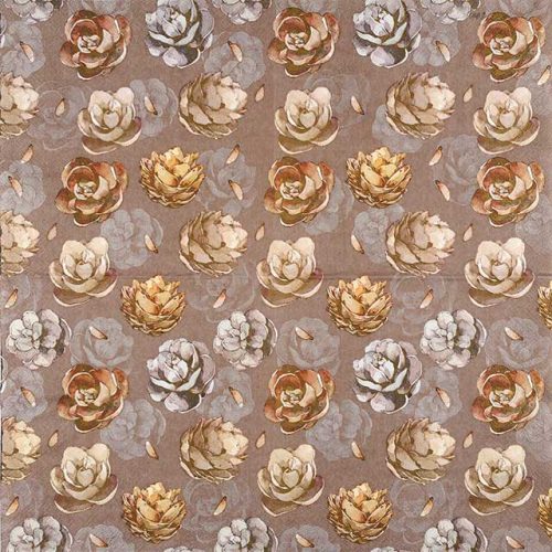 Paper Napkin Silver, gold brass roses