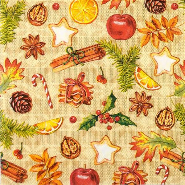 Paper Napkins - Winter Scents cream (20 pieces)
