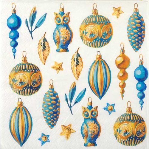 Paper Napkin Golden-Turquoise Christmas Ornaments