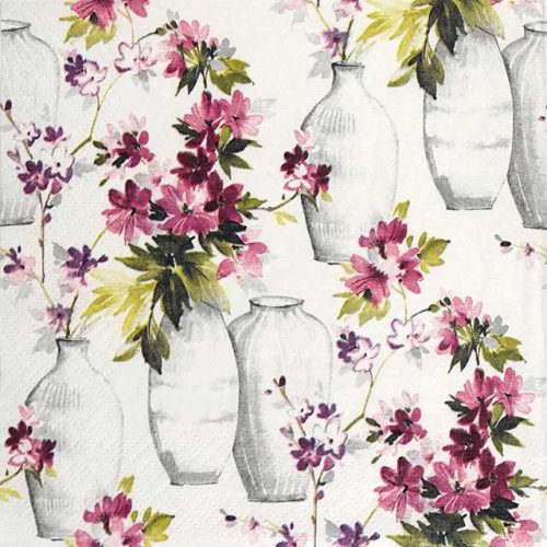 Paper Napkin Purple flowers in vases