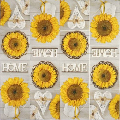 Paper Napkin Sunflowers Collage with Hearts