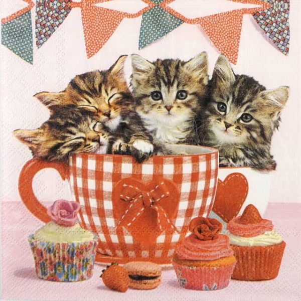 Paper Napkin - Cats in Tea Cup
