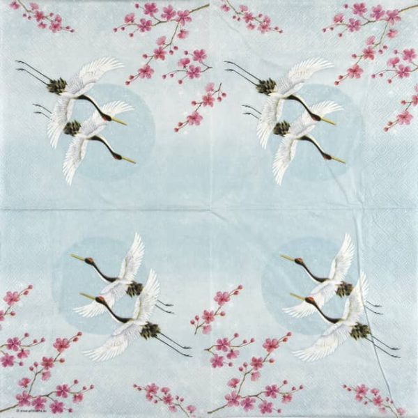 Paper Napkins - Cranes Green (20 pieces) - Image 2