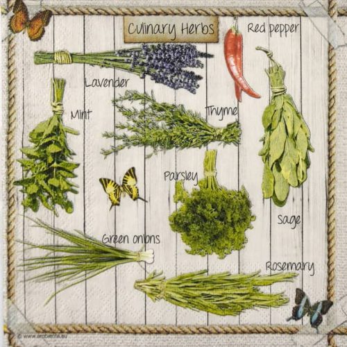 Single Decoupage Napkin - Kitchen Herbs