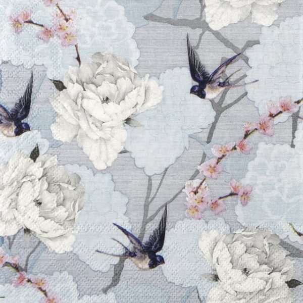 Paper Napkin Oriental Flowers Blue