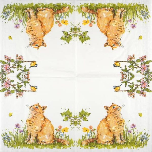 Single Decoupage Napkin - Carola Pabst: Cat & Bird