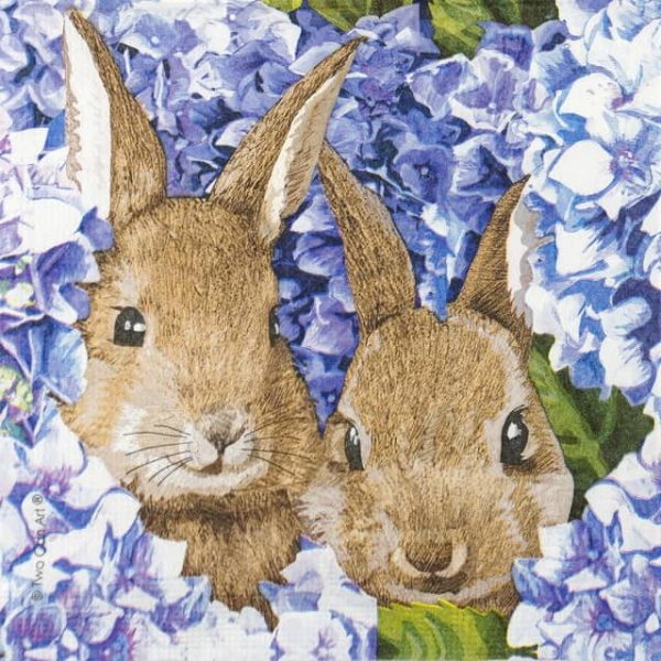Paper Napkins - Two Can Art: Hydrangea Bunnies (20 pieces)