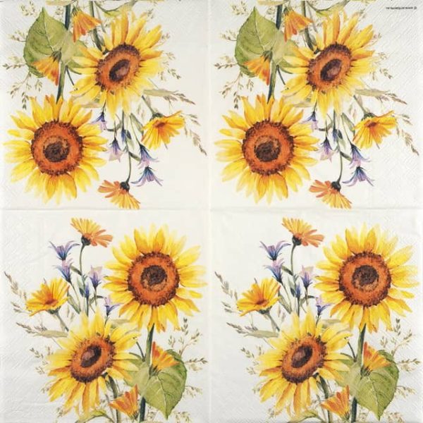 Single Decoupage Napkin - Sunflowers