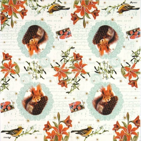 Paper Napkin - Squirrel with Birds