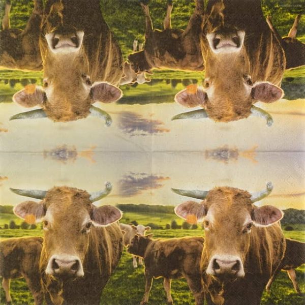 Paper Napkins - Cow In Sunset (20 pieces) - Image 2