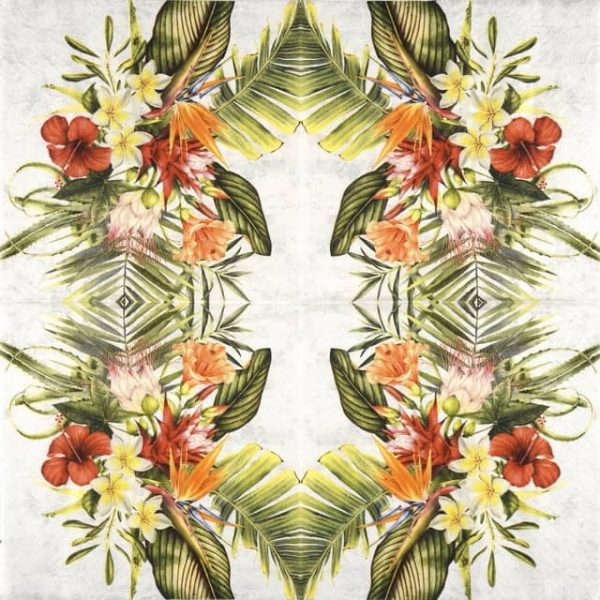 Paper Napkin Tropical flowers on white