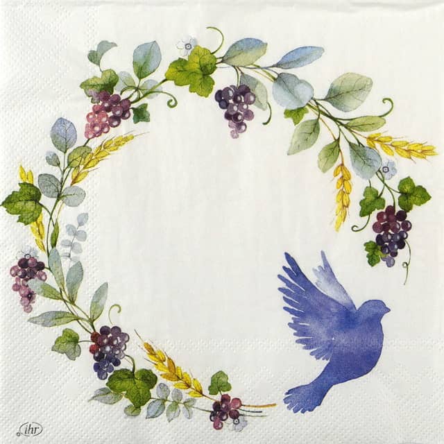 Paper Napkin - grape wreath with a bird