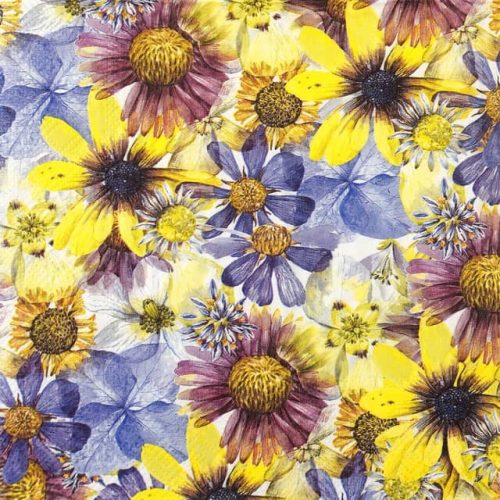 Paper Napkin yellow and blue flowers