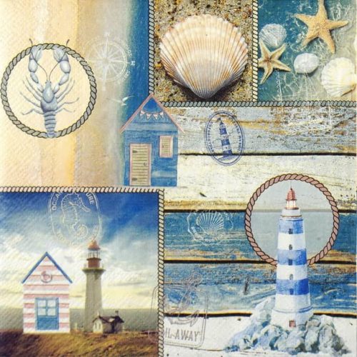 Paper Napkin - Lighthouse and shells