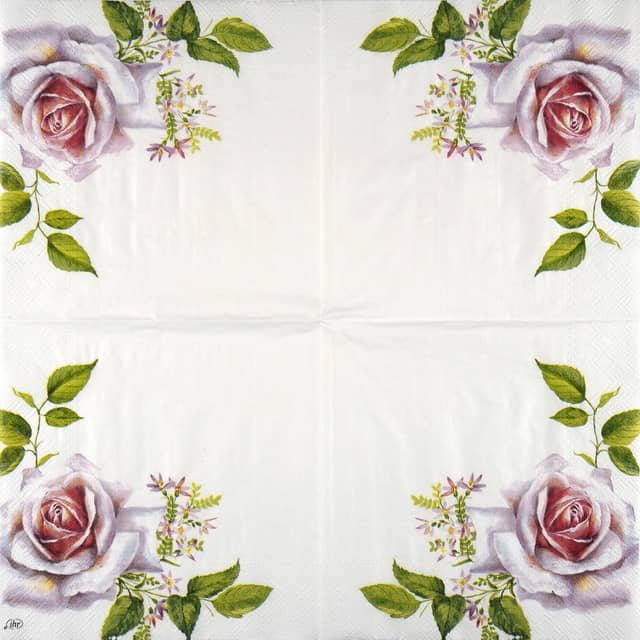 Paper Napkin large head pink rose