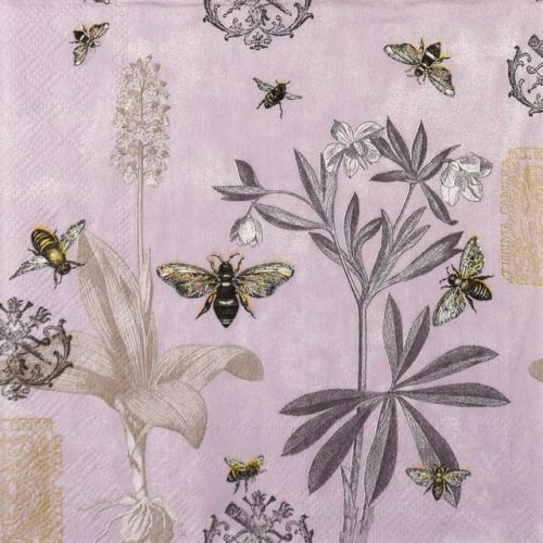 Napkin - Wild Flowers and bees light lilac