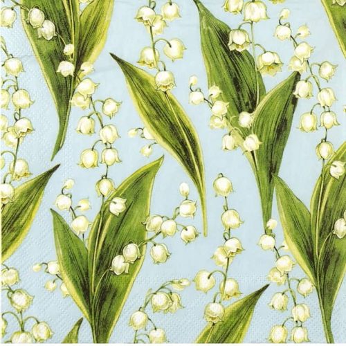 Paper Napkin lily of the valley on a blue background