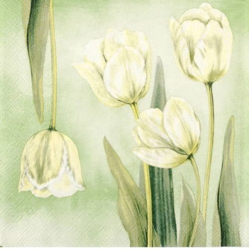 Paper Napkin White Tulips